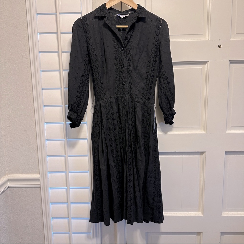 1940s vintage Jerry Gilden  Spectator Black Midi Dress
